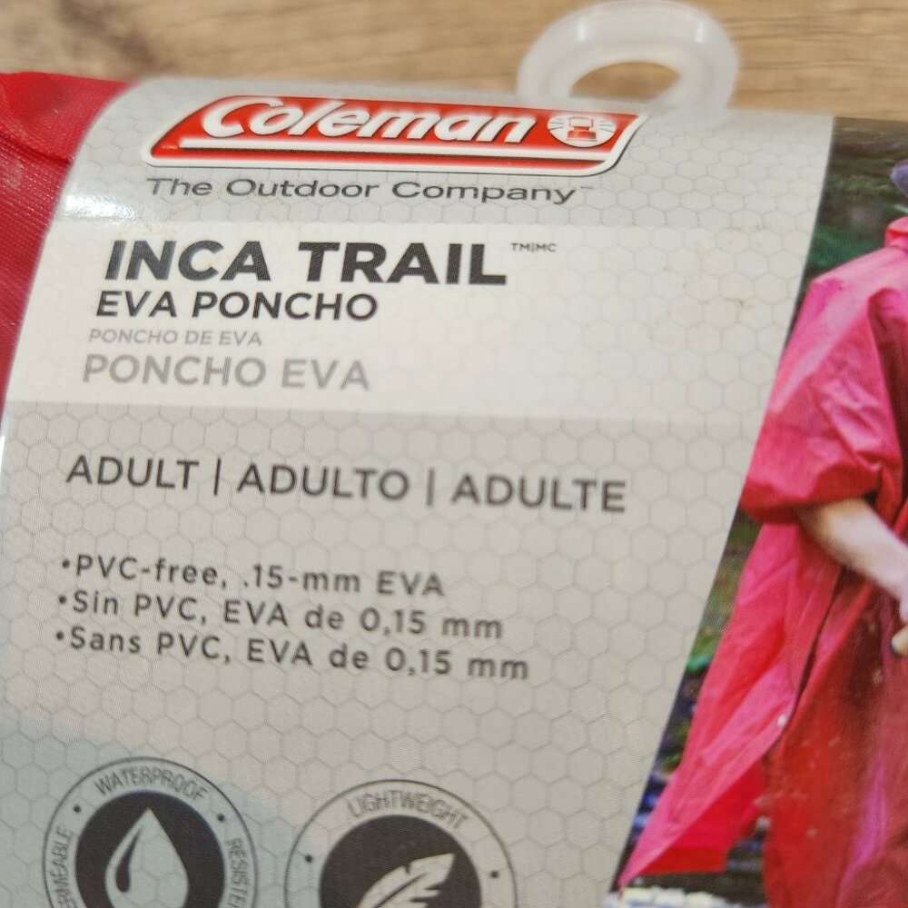 Coleman Inca Trail EVA Poncho Adult Universal Size Rain Defense Red Blue 2 Pack - Picture 2 of 6